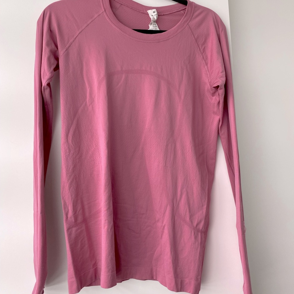 Pink Lululemon Long Sleeve Swiftly Top
